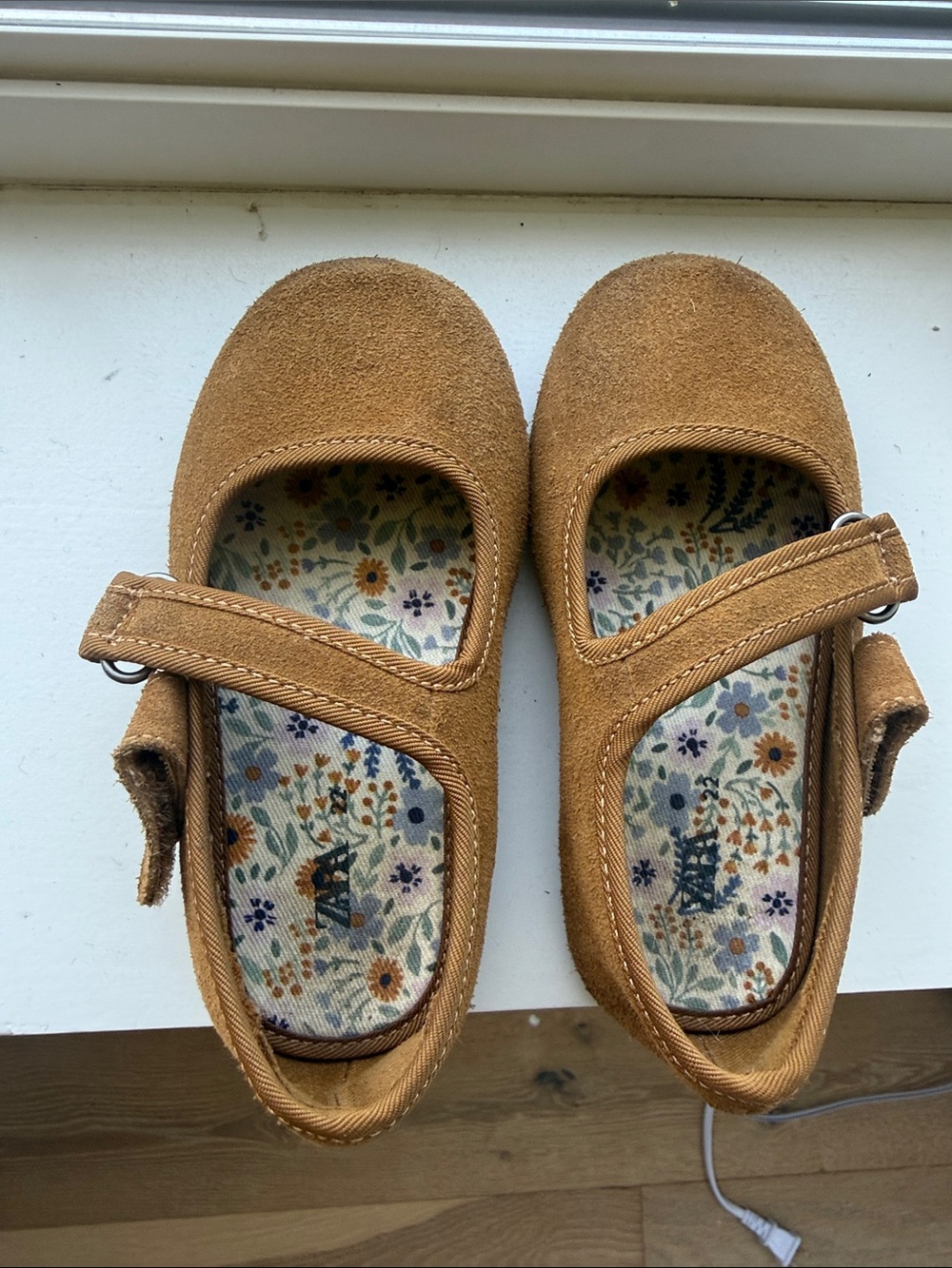 Zara Tan Mary Jane Shoes with Floral Insole